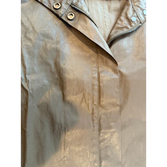 Eileen Fisher Coated Cotton Zip Jacket Olive Taupe M - Picture 3 of 5